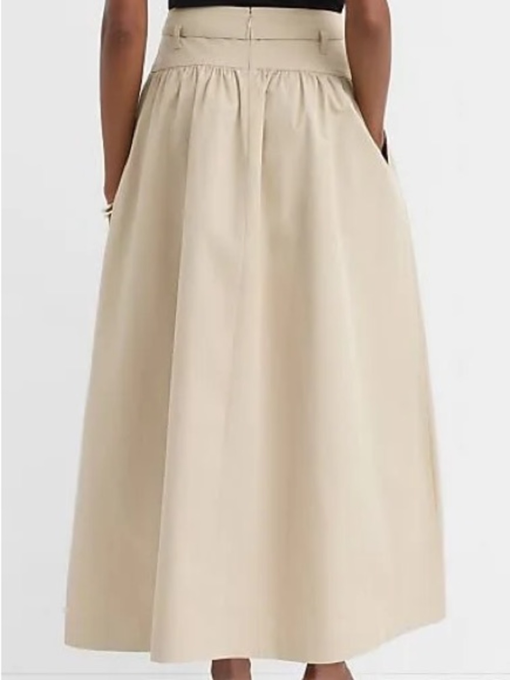 Khaki Tan Crisp Twill Maxi Skirt Pockets Size 10 NWOT - Picture 8 of 15